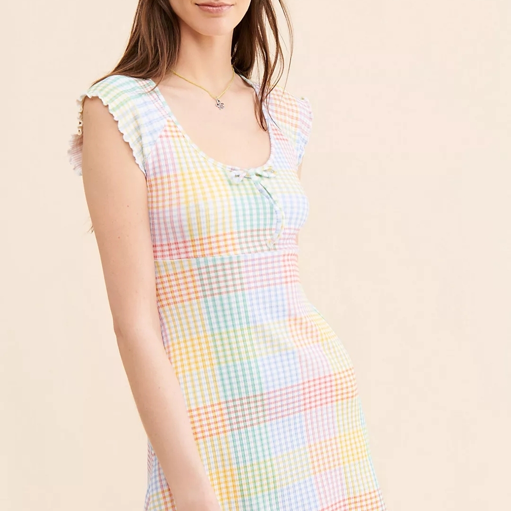 LoveShackFancy Pastel Gingham Mini Dress